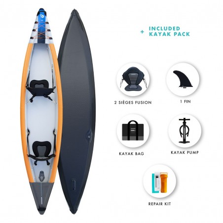 Kayak gonflable 2 places en dropstitch Sedna 415 de la marque Aquadesign